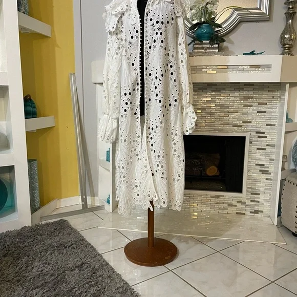 Lace glassy bubble linen wedding ivory gown size XL - Picture 7 of 12